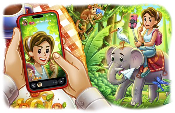 现场故事、重复消息、礼品拍卖等等